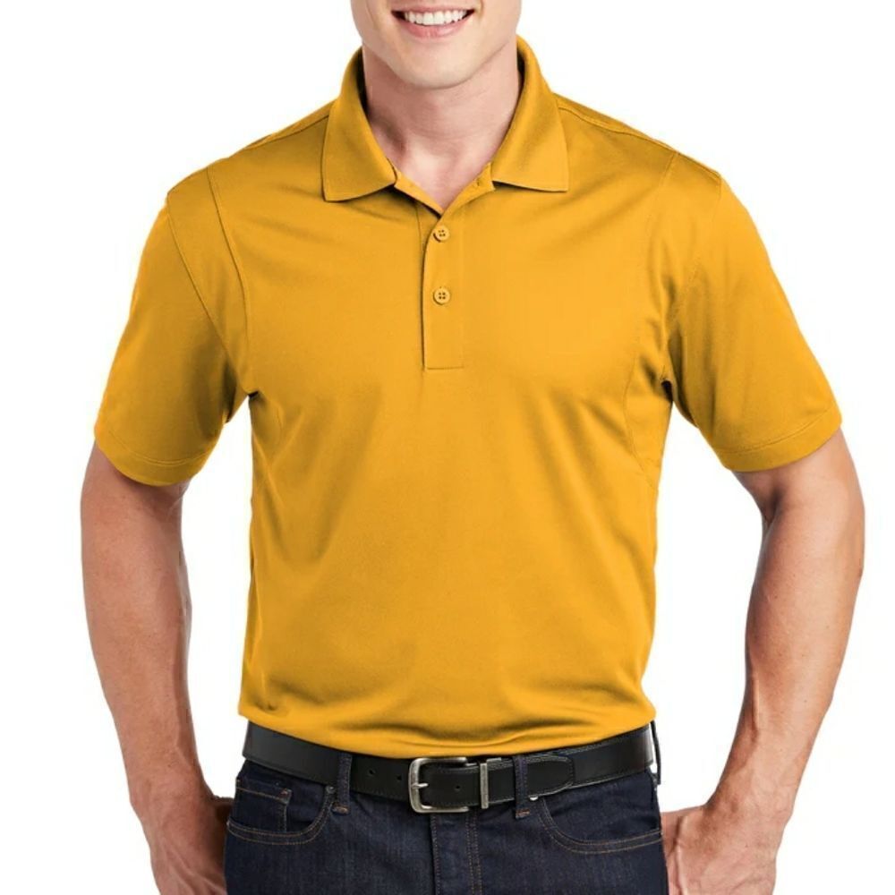 Take 50% OFF- Wedge Performance Short Sleeve Polo Shirt-Gold, Size-L